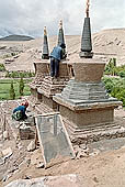 Ladakh - Chortens close to Basgo Gompa